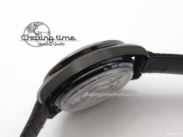 0817 DailyWear Speedmaster Professional Chronometer PVD Black Dial On Black Leather Strap A 8259